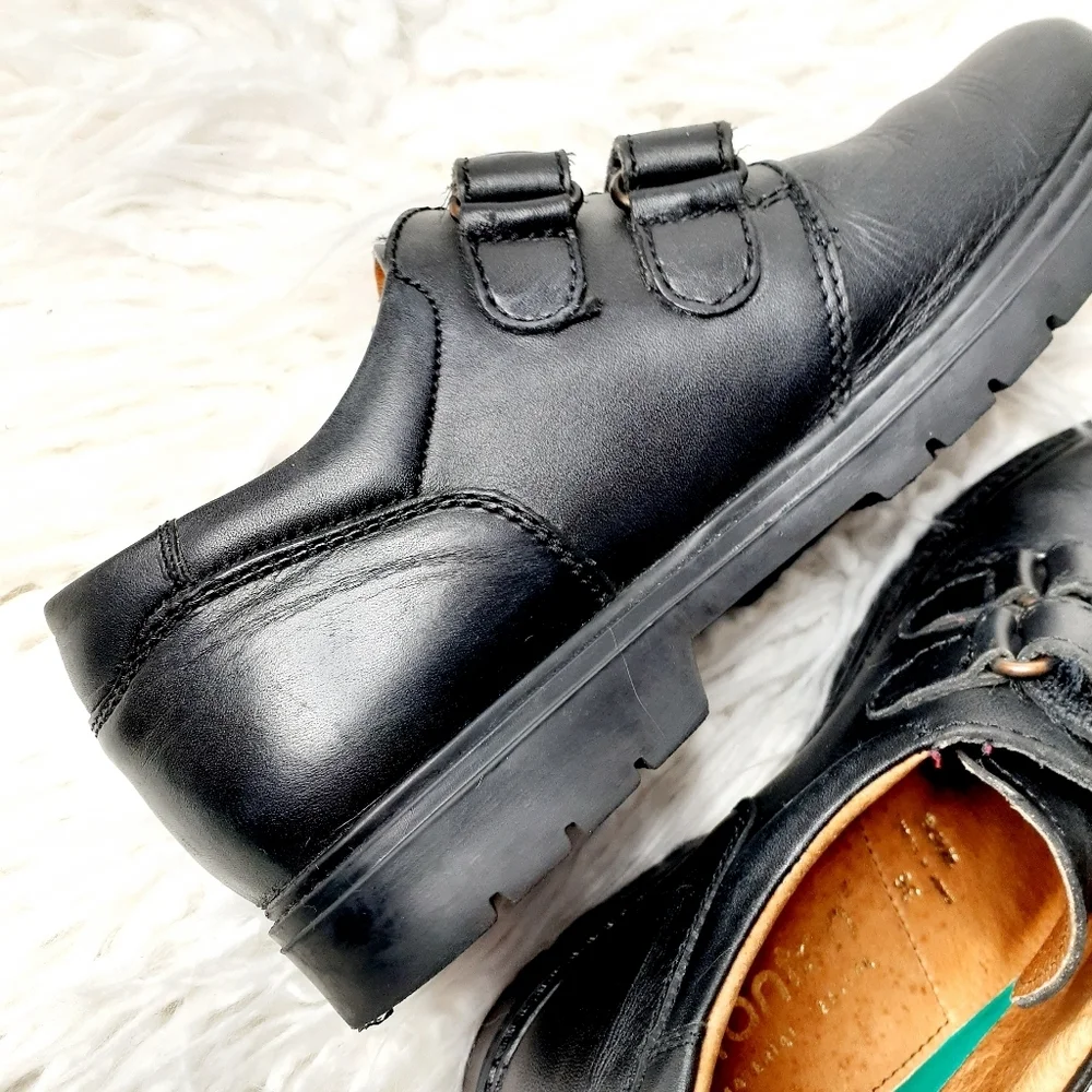 Elefanten Black Leather Hook& Loop Shoes I717